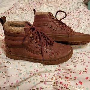 Brown Leather high top Vans